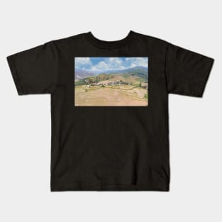 Aerial view of rice fields in Ha Giang area Kids T-Shirt